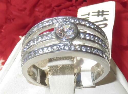 Jewellery Kingdom Cubic Zirconia Solitaire Accents Pave Silver Stainless Steel Ladies Bezel Ring - Jewelry Rings - British D'sire Main image