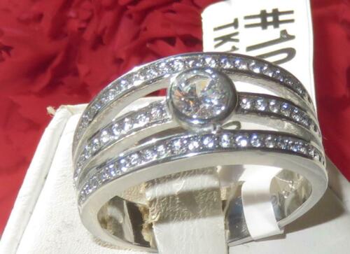 Jewellery Kingdom Cubic Zirconia Solitaire Accents Pave Silver Stainless Steel Ladies Bezel Ring Secondary image