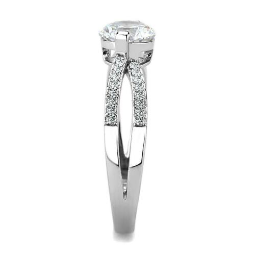 Jewellery Kingdom Cubic Zirconia Solitaire Accents Silver Crossover Stainless Steel Ladies Engagement Ring - Jewelry Rings - British D'sire