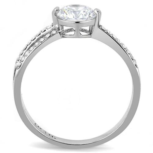 Jewellery Kingdom Cubic Zirconia Solitaire Accents Silver Crossover Stainless Steel Ladies Engagement Ring Secondary image
