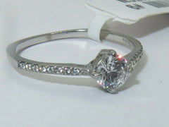 Jewellery Kingdom Cubic Zirconia Solitaire Accents Silver Stainless Steel Engagement Pretty Ladies Ring - Jewelry Rings - British D'sire