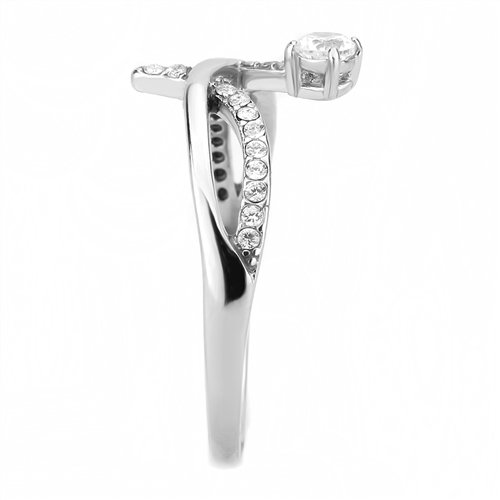 Jewellery Kingdom Cubic Zirconia Solitaire Accents Stainless Steel Silver Pretty Elegant Ladies Ring Band - Jewelry Rings - British D'sire