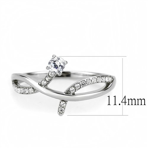 Jewellery Kingdom Cubic Zirconia Solitaire Accents Stainless Steel Silver Pretty Elegant Ladies Ring Band - Jewelry Rings - British D'sire Main image