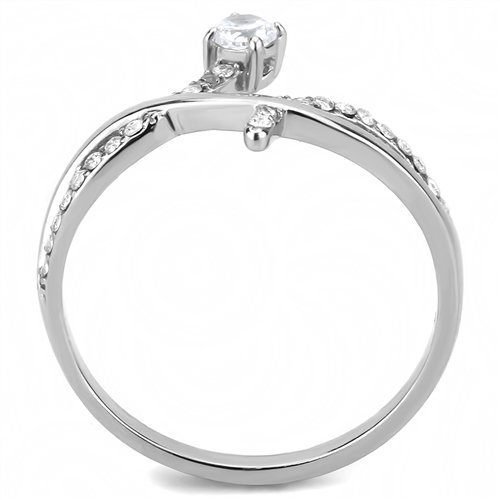 Jewellery Kingdom Cubic Zirconia Solitaire Accents Stainless Steel Silver Pretty Elegant Ladies Ring Band - Jewelry Rings - British D'sire
