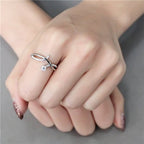 Jewellery Kingdom Cubic Zirconia Solitaire Accents Stainless Steel Silver Pretty Elegant Ladies Ring Band - Jewelry Rings - British D'sire
