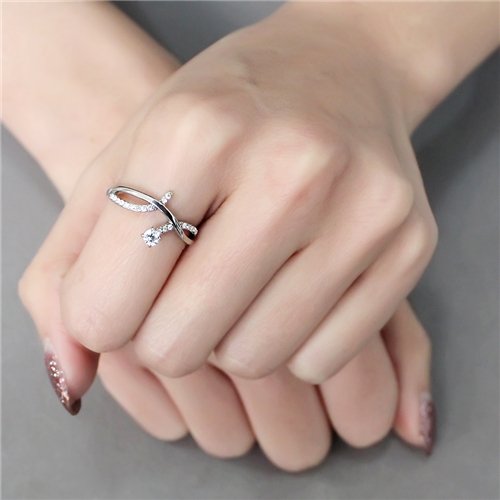 Jewellery Kingdom Cubic Zirconia Solitaire Accents Stainless Steel Silver Pretty Elegant Ladies Ring Band - Jewelry Rings - British D'sire