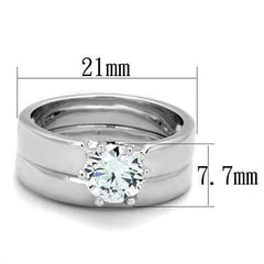 Jewellery Kingdom Cubic Zirconia Solitaire Band Plain Rhodium Ladies Engagement Wedding Ring Set (Silver) - Engagement Rings - British D'sire