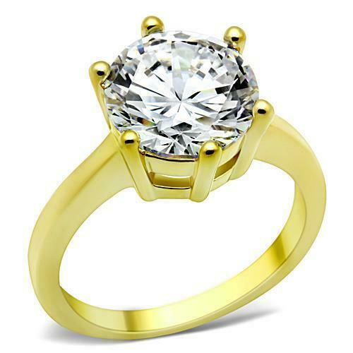 Jewellery Kingdom Cubic Zirconia Solitaire Engagement Ladies Ring (Gold) - Engagement Rings - British D'sire Main image