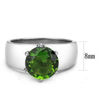 Jewellery Kingdom Cubic Zirconia Solitaire Stainless Steel Ladies Peridot Ring (Silver & Green) - Rings - British D'sire