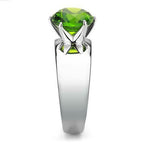 Jewellery Kingdom Cubic Zirconia Solitaire Stainless Steel Ladies Peridot Ring (Silver & Green) - Rings - British D'sire
