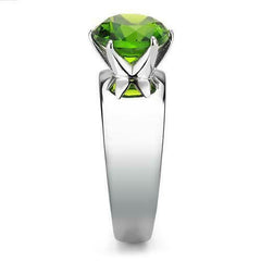 Jewellery Kingdom Cubic Zirconia Solitaire Stainless Steel Ladies Peridot Ring (Silver & Green) - Rings - British D'sire