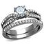 Jewellery Kingdom Cubic Zirconia Solitaire Stainless Steel Ladies Wedding Engagement Band Ring Set - Jewelry Rings - British D'sire
