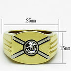 Jewellery Kingdom Cubic Zirconia Solitaire Steel Signet Pinky 1.5ct Mens Gold Ring - Jewelry Rings - British D'sire