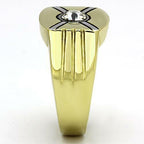 Jewellery Kingdom Cubic Zirconia Solitaire Steel Signet Pinky 1.5ct Mens Gold Ring - Jewelry Rings - British D'sire
