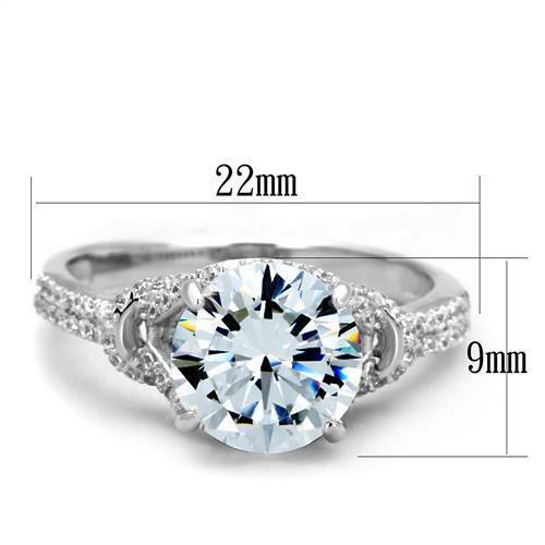 Jewellery Kingdom Cubic Zirconia Solitaire Sterling 3 Carat Accents Stamped Sparkling SZ Ladies Ring (Silver) - Jewelry Rings - British D'sire