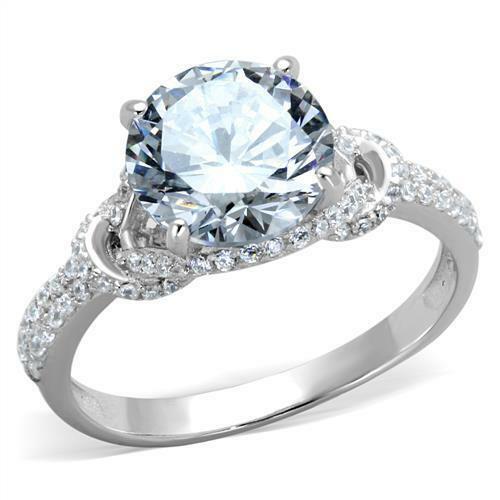 Jewellery Kingdom Cubic Zirconia Solitaire Sterling 3 Carat Accents Stamped Sparkling SZ Ladies Ring (Silver) - Jewelry Rings - British D'sire