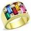 Jewellery Kingdom Cubic Zirconia Sparkling 12mm 18kt Gold Steel Multi Coloured Band Ring - Jewelry Rings - British D'sire