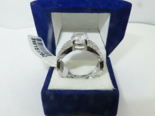 Jewellery Kingdom Cubic Zirconia Sparkling Pave Rhodium Dress Clear Ladies Oval Ring (Silver) - Jewelry Rings - British D'sire Main image
