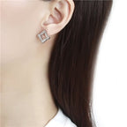 Jewellery Kingdom Cubic Zirconia Sparkling Stainless Steel Silver Ladies Stud Earrings - Earrings - British D'sire