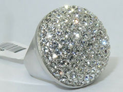 Jewellery Kingdom Cubic Zirconia Sparkling Statement Pave Chunky Dome Ladies cocktail Ring (Silver) - Jewelry Rings - British D'sire