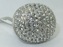 Jewellery Kingdom Cubic Zirconia Sparkling Statement Pave Chunky Dome Ladies cocktail Ring (Silver) - Jewelry Rings - British D'sire