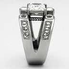 Jewellery Kingdom Cubic Zirconia Square Stones Stainless Steel Mens Signet Ring - Jewelry Rings - British D'sire