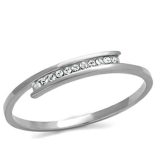 Jewellery Kingdom Cubic Zirconia Stacking Ladies Stainless Steel Bangle - Bracelets & Bangles - British D'sire Main image