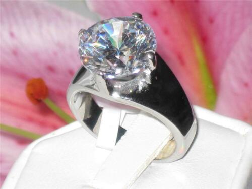 Jewellery Kingdom Cubic Zirconia Stainless Steel 14mm 10 CT Stainless Steel Ladies Solitaire Ring - Rings - British D'sire
