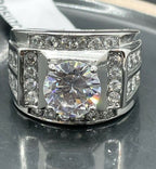 Jewellery Kingdom Cubic Zirconia Stainless Steel 4 Carat Mens Signet Ring (Silver) - Jewelry Rings - British D'sire