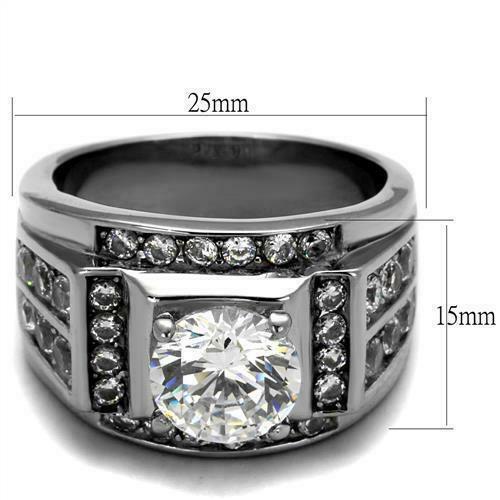 Jewellery Kingdom Cubic Zirconia Stainless Steel 4 Carat Mens Signet Ring (Silver) - Jewelry Rings - British D'sire