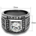 Jewellery Kingdom Cubic Zirconia Stainless Steel 4 Carat Mens Signet Ring (Silver) - Jewelry Rings - British D'sire