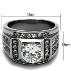 Jewellery Kingdom Cubic Zirconia Stainless Steel 4 Carat Mens Signet Ring (Silver) - Jewelry Rings - British D'sire