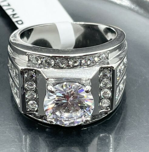 Jewellery Kingdom Cubic Zirconia Stainless Steel 4 Carat Mens Signet Ring (Silver) - Jewelry Rings - British D'sire