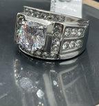 Jewellery Kingdom Cubic Zirconia Stainless Steel 4 Carat Mens Signet Ring (Silver) - Jewelry Rings - British D'sire