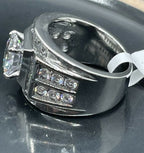 Jewellery Kingdom Cubic Zirconia Stainless Steel 4 Carat Mens Signet Ring (Silver) - Jewelry Rings - British D'sire