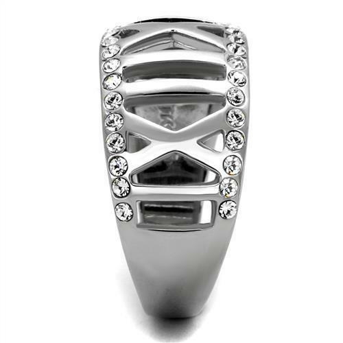 Jewellery Kingdom Cubic Zirconia Stainless Steel Band Roman Numeral Dome Ladies Ring Secondary image