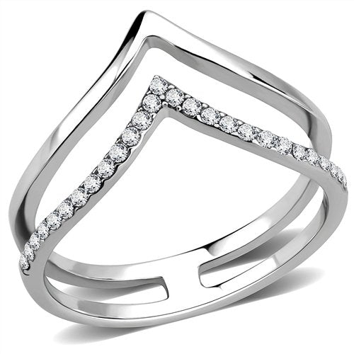 Jewellery Kingdom Cubic Zirconia Stainless Steel Double Flat Elegant Ladies Wishbone Ring - Jewelry Rings - British D'sire