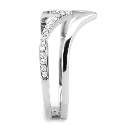 Jewellery Kingdom Cubic Zirconia Stainless Steel Double Flat Elegant Ladies Wishbone Ring - Jewelry Rings - British D'sire