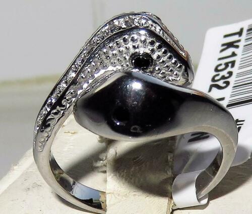 Jewellery Kingdom Cubic Zirconia Stainless Steel Double Silver Animal Goth Biker Ladies Snake Ring - Jewelry Rings - British D'sire