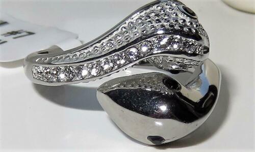 Jewellery Kingdom Cubic Zirconia Stainless Steel Double Silver Animal Goth Biker Ladies Snake Ring - Jewelry Rings - British D'sire
