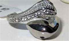 Jewellery Kingdom Cubic Zirconia Stainless Steel Double Silver Animal Goth Biker Ladies Snake Ring - Jewelry Rings - British D'sire