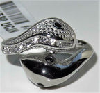 Jewellery Kingdom Cubic Zirconia Stainless Steel Double Silver Animal Goth Biker Ladies Snake Ring - Jewelry Rings - British D'sire