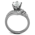 Jewellery Kingdom Cubic Zirconia Stainless Steel Dress Sparkling Ladies Marquise Ring (Silver & Clear) - Jewelry Rings - British D'sire