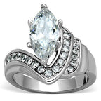 Jewellery Kingdom Cubic Zirconia Stainless Steel Dress Sparkling Ladies Marquise Ring (Silver & Clear) - Jewelry Rings - British D'sire