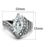Jewellery Kingdom Cubic Zirconia Stainless Steel Dress Sparkling Ladies Marquise Ring (Silver & Clear) - Jewelry Rings - British D'sire