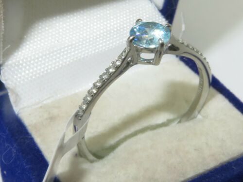Jewellery Kingdom Cubic Zirconia Stainless Steel Elegant Accents Dress Blue Topaz Ring - Jewelry Rings - British D'sire