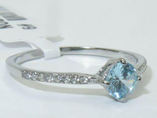 Jewellery Kingdom Cubic Zirconia Stainless Steel Elegant Accents Dress Blue Topaz Ring - Jewelry Rings - British D'sire Main image