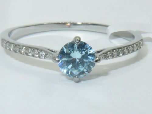 Jewellery Kingdom Cubic Zirconia Stainless Steel Elegant Accents Dress Blue Topaz Ring Secondary image