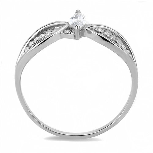Jewellery Kingdom Cubic Zirconia Stainless Steel Elegant Clear Silver Ladies Marquise Ring - Jewelry Rings - British D'sire