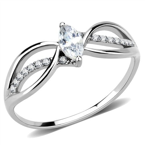 Jewellery Kingdom Cubic Zirconia Stainless Steel Elegant Clear Silver Ladies Marquise Ring - Jewelry Rings - British D'sire